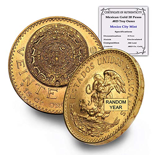 1917 Darphane İşareti Yok-1959 (Rastgele Yıl) Meksika Altını 20 Peso AGW .CoinFolio tarafından 4823 Troy oz Parlak Sirküle