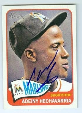 Adeiny Hechavarria imzalı beyzbol kartı (Miami Marlins) 2014 Topps Miras 365-MLB İmzalı Beyzbol Kartları