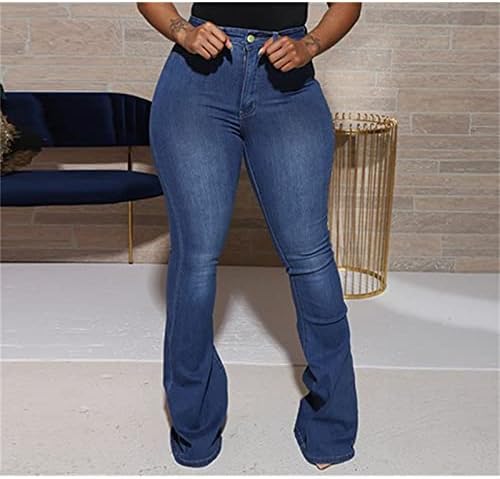 Flare Çan Alt Kot Kadınlar için Yüksek Belli Streç Geniş Bacak Kot pantolon Klasik Zayıflama Retro Rahat Jean