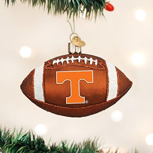 Eski Dünya Noel Üniversitesi Tennessee Cam Üflemeli Süsler Noel Ağacı Futbol, 4 x 4 x 4
