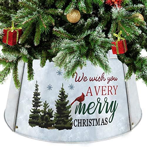 ALLADİNBOX Noel Ağacı Yaka, Metal Noel Ağacı Halkası (21 İnç Çaplı Taban), Söğüt Ağacı Etek Noel Ağacı Süsleri, Gümüş