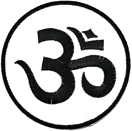 Rareeasy Yama Aum Om Ohm Hindu Hintçe Hinduizm Yoga Beyaz Siyah Yamalar İşlemeli Aplike Dikmek Yama İşareti Sembol Giysi