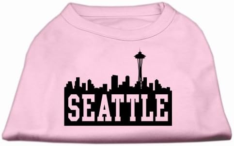 Seattle Skyline Serigrafi Gömlek Açık Pembe XS (8)