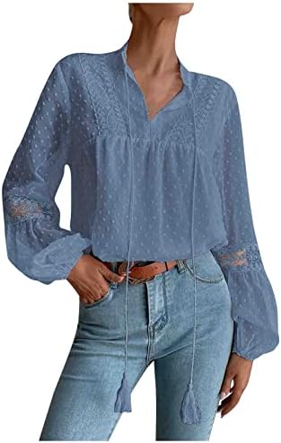 NOKMOPO Kadınlar için Rahat Sonbahar Moda Yaka Uzun Kollu Düz Renk Bluz Gömlek Temel Örgü T Shirt