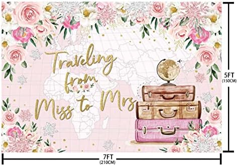 AIBIIN 7x5ft Kar Tanesi Seyahat Bayan Bayan Zemin Macera Başlar Pembe Çiçekler Dünya Haritası Fotoğraf Arka Plan Nişan Düğün