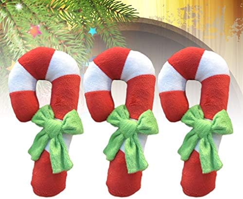 Amosfun Köpek diş çıkartma oyuncakları 3 adet Noel Pet Çiğnemek Oyuncak baston şeker Peluş Doldurulmuş oyuncaklar Köpek İnteraktif
