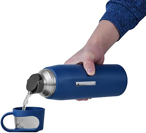 ONE2GO Yalıtımlı Paslanmaz Çelik Su Şişesi 24OZ Sızdırmaz Geniş Ağızlı su şişesi Esnek Kapaklı Eğlence Seyahat için Mavi