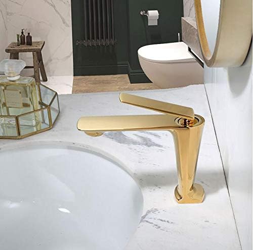 Banyo musluk gül altın havza musluk sıcak ve soğuk su musluk lavabo musluk musluk tek kolu güverte üstü fırçalanmış altın