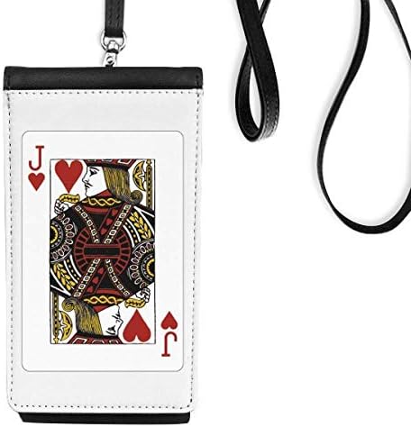 Kalp J İskambil kartları Desen Telefon cüzdan çanta Asılı Cep Kılıfı Siyah cep