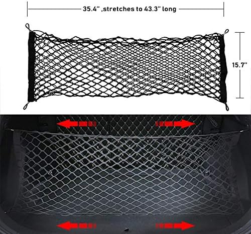 SUV için 2 Paket Araba Arka Kargo Ağları, 35x 48 Ayarlanabilir Elastik Araba Bagajı Kargo Depolama Organizatör Örgü Net SUV