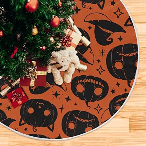 Oarencol Cadılar Bayramı Korkunç Kabaklar Noel Ağacı Etek 36 inç cadı şapkası Yıldız Turuncu Noel Tatil Parti Ağacı Mat Süslemeleri