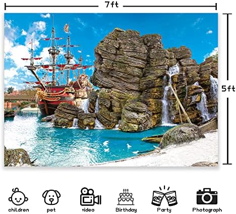 Newsely Korsan Ada Zemin 7 W x 5 H Fotoğraf Gemi Denizcilik Deniz Okyanus Macera Deniz Manzarası için Erkek Yetişkin Arka