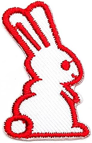 Kleenplus Mini Tavşan Yama Sevimli Beyaz ve Kırmızı Tavşan Karikatür Demir on Patch İşlemeli Aplike Yama dikmek için Giydirin