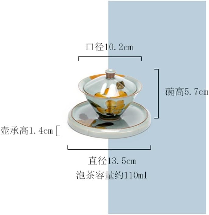GRETD 100 ml Sır Seramik Çay Kasesi Saf El-boyalı Yenidünya Sanat Sancai Kaplı Kase Çay Makinesi Gaiwan Kung Fu Çay Seti
