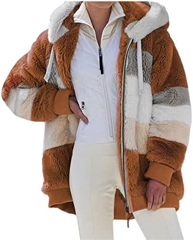 COTECRAM Kışlık Mont Kadınlar için Moda Artı Boyutu Sharpa Ceket Polar Sıcak Hoodie Dış Giyim Peluş Kazak Kalın Bulanık Tops