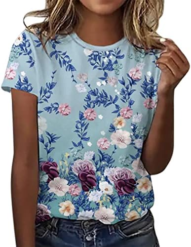 Kadınlar için yaz Üstleri 2023 O-Boyun Baskı Kısa Kollu Polka Dot T-Shirt Casual Gevşek Bluz Dökümlü Üstleri Spandex