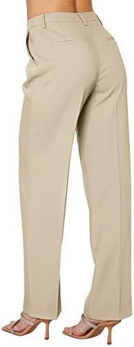 Ebıfın kadın Takım Elbise Pantolon Düz Bacak takım elbise pantalonları Gevşek İş rahat pantolon Ofis Düz Fit İş Slacks