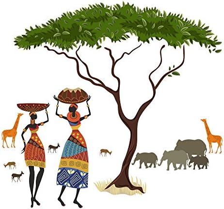 Çıkartmalar Tasarım Duvar Sticker'Hayvanlar Doğa ile Sanatsal Tribal Bayanlar'