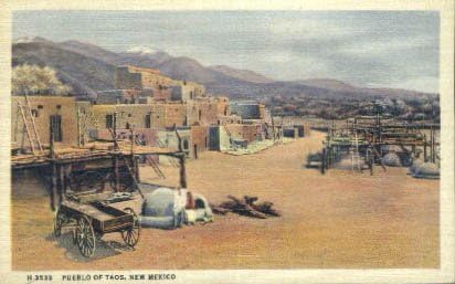 Taos'lu Pueblo, New Mexico Kartpostalı