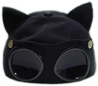 Retro havacı şapka gözlük doruğa kap güneş gözlüğü kedi kulakları beyzbol şapkası Hip Hop maskesi