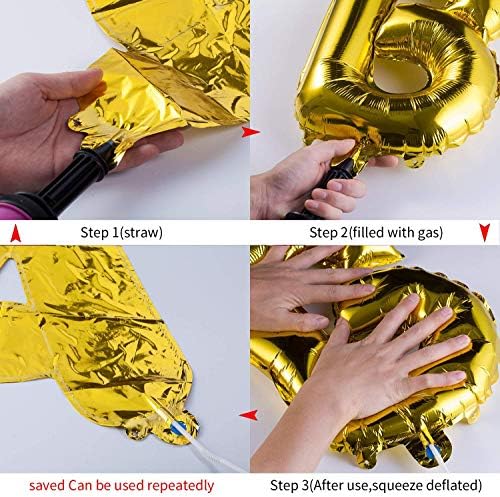 TONİFUL 3D Altın Mutlu Doğum Günü Balonlar Afiş şerit saman ile, 16 İnç Mylar Folyo Harfler Doğum Günü İşareti Afiş Balon