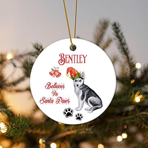 Noel Seramik Süsler İnanıyor Santa Paw Beabull Köpek Köpek Kişiselleştirilmiş Köpek Adı Noel Hediyelik Eşya Pet Anıt Süs