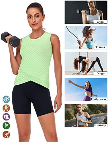 LURANEE kadın Egzersiz Atletik Tankı Üstleri Hızlı Kuru Güneş Koruma Yoga Spor Kırpma Kolsuz Gömlek