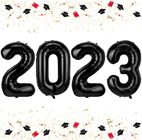 2023 Dev Siyah Balonlar - 40 İnç Premium Alüminyum 2023 Folyo Mylar Balon 2023 Yeni Yıl Arifesi Partisi Festivali Parti Malzemeleri