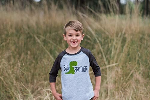 7 yedik 9 Giyim çocuğun Dinozor Büyük Kardeş Gri Beyzbol Gömlek T-Shirt
