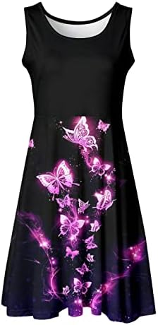 Kadın Elbiseler 2023 Yaz Çiçek Ayçiçeği Dandalion Baskı Kolsuz Midi Elbise Yüksek Bel rahat elbise