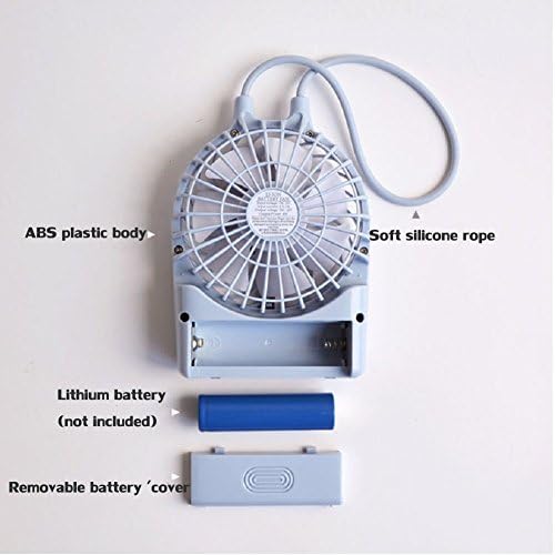 DULPLAY Mini USB Fan, Kişisel Fan Sling Mini el fanı, Led Aydınlatma, Öğrenci Yurdu Soğutma USB Şarj Edilebilir Sessiz Ofis