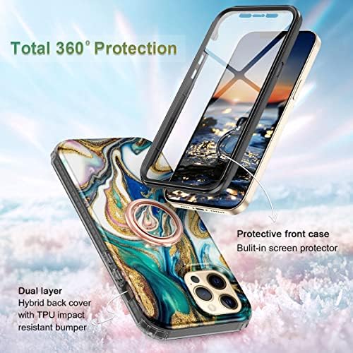 IPHONE 12 Pro Max için Btscase 6.7 inç, 360° Halka Tutucu Kickstand ile Dahili Ekran Koruyucu, iPhone 12 Pro Max için Tam