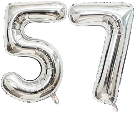 XLOOD Numarası 57 Balonlar 32 inç Dijital Balon Alfabe 57 Doğum Günü Balonları Haneli 57 Helyum Balonları Doğum Günü Partisi