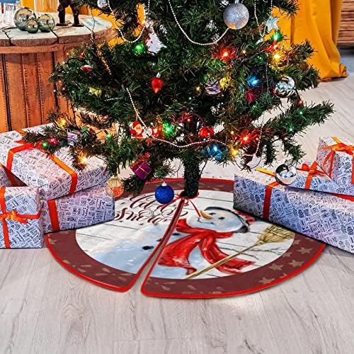Let It Snow Kardan Adam Noel Ağacı Etek Kar Tanesi Kırmızı Ahşap Doku Ağacı Etek Tatil Partisi Noel Ağacı Süsleri için Kişiselleştirilmiş