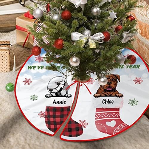 Mutlu Noeller Ağacı Etekleri 30 x 30 Sevgili Noel Baba Bu Yıl iyi Köpek Olduk 2022 Noel Ağacı Matı Evcil Hayvan Portresi