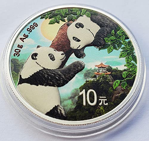 2023 DE Modern Hatıra PowerCoin Çin Panda Renkli Gümüş Sikke 10 Yuan Çin 2023 BU Parlak Dolaşımsız