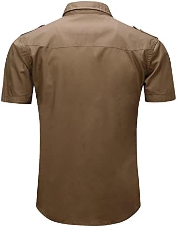 Erkek Kısa Kollu İş Gömleği Yırtılmaz Açık Taktik Kargo Gömlek Yapış Cep Düğmesi Aşağı Balıkçılık Yürüyüş Gömlek