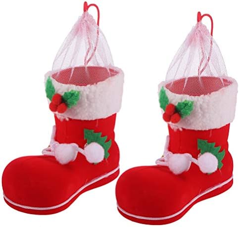 NUOBESTY 2 PCS Noel Çorap Presents Sepeti, şeker Çizmeler Çanta Apple hediye çantası Düğün Şeker Tote Çanta Kutusu için Parti