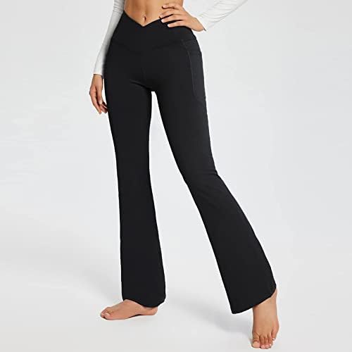 ETHKIA Yoga Gevşek cepli pantolon Kadınlar için Kadın Tayt Yüksek Bel Sıkı Bootcut Yoga Egzersiz Rahat Moda