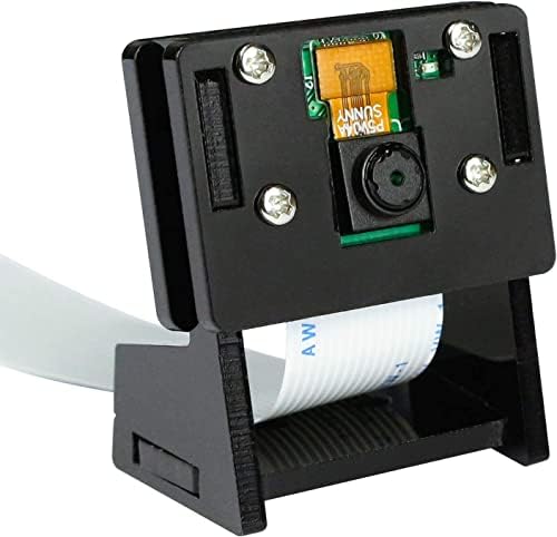 5MP 1080P Video Kamera Modülü Ahududu Pi için 4 Model B, Pi 3 b+ Siyah Akrilik Kılıf Flex Kablo (Kamera + Tutucu)