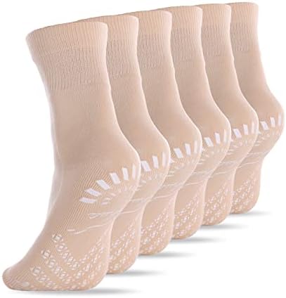 ZİHUA Diyabetik Çorap 6 Pairs Bambu Hastane Çorap Bağlayıcı Olmayan Ekstra Geniş Çorap Kaymaz Diyabetik Ekip Çorap Erkekler