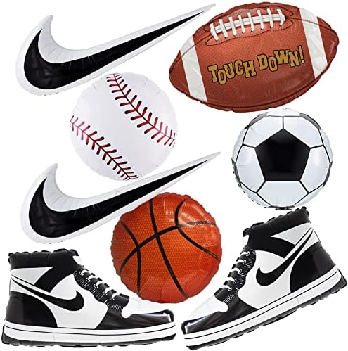Spor Tema Folyo Balonlar için basketbol, beyzbol, futbol, rugby ve sneakers Balon Spor Tema parti malzemeleri, bebek duş,