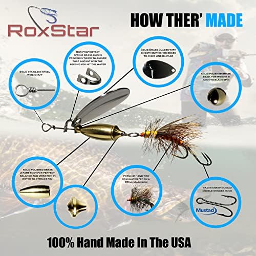 RoxStar Fly Strikers - ABD'de El Yapımı-Bas, Alabalık, Pike, Çelik Kafa için Ülke Çapında Kanıtlanmış En Çok Yönlü Balıkçılık