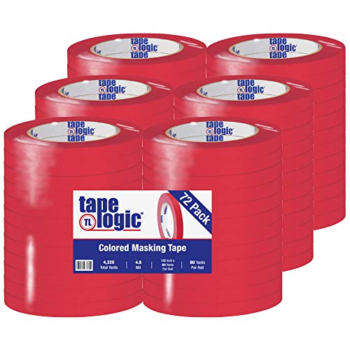 Tape Logic ® Renkli Maskeleme Bandı, 4,9 Mil, 1/2 x 60 yds, Kırmızı, 72 / Kasa