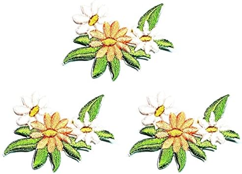Kleenplus 3 adet. Mini Turuncu Papatya Dikmek Demir on İşlemeli Yamalar Çiçekler Moda Etiket El Sanatları Projeleri Aksesuar