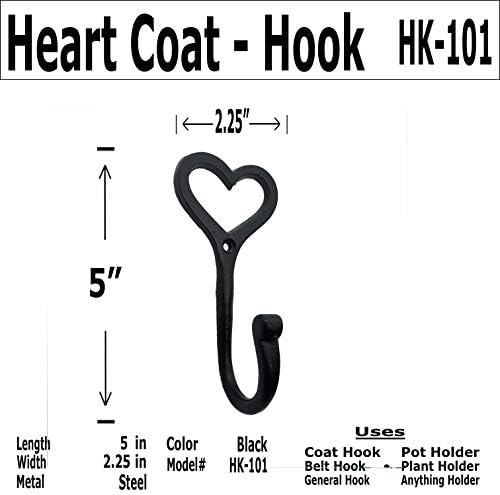 Antika Hırdavat Deposu 5 - Kalp Ceket Askısı-HK-101-Mont, Çanta, El Havlusu vb. İçin-İç ve Dış Tasarım için Ferforje Ceket