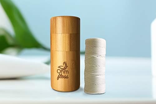Ohm Dünya'nın Ohm İpi-Yeniden Doldurulabilir Bambu Tutuculu Doğal Biyobozunur İpek Diş İpi, Candelilla %100 Kompostlanabilir,