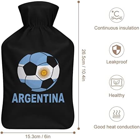 Arjantin Futbol Baskılı Sıcak Su Şişesi Yumuşak Peluş Kapaklı Kauçuk Su Enjeksiyon Torbası 1000ML