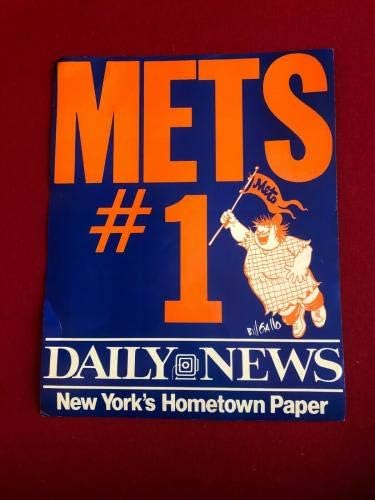 Gary Carter / Darryl Strawberry, İmzalı (MM) DAİLY NEWS Fotoğraf Kartı (Mets) - MLB İmzalı Beyzbol Kartları
