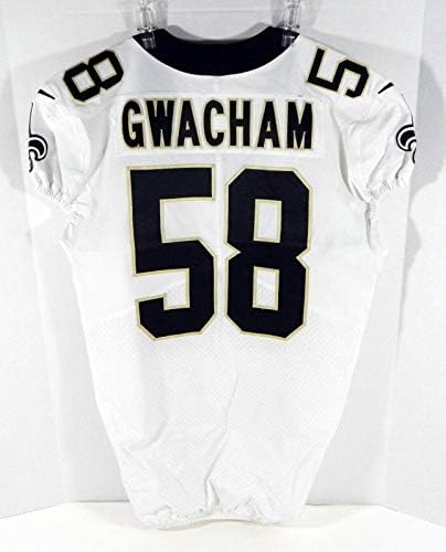 2017 New Orleans Saints Obum Gwacham 58 Oyunu Verilen Beyaz Forma NOS0152 - İmzasız NFL Oyunu Kullanılmış Formalar